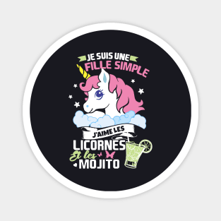 Je Suis Une Fille Simple Unicorn T Shirts Magnet